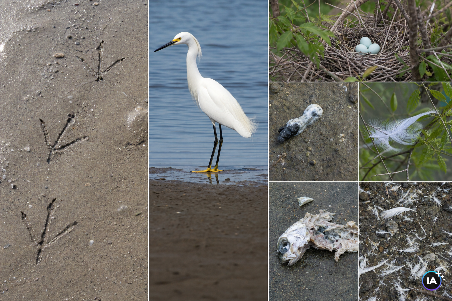 Traces et indices de Aigrette neigeuse