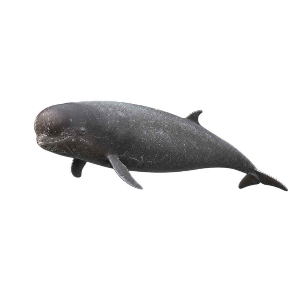 Baleine à bec commune en surface, au front bombé et au rostre court, dans les eaux froides du Saint-Laurent.