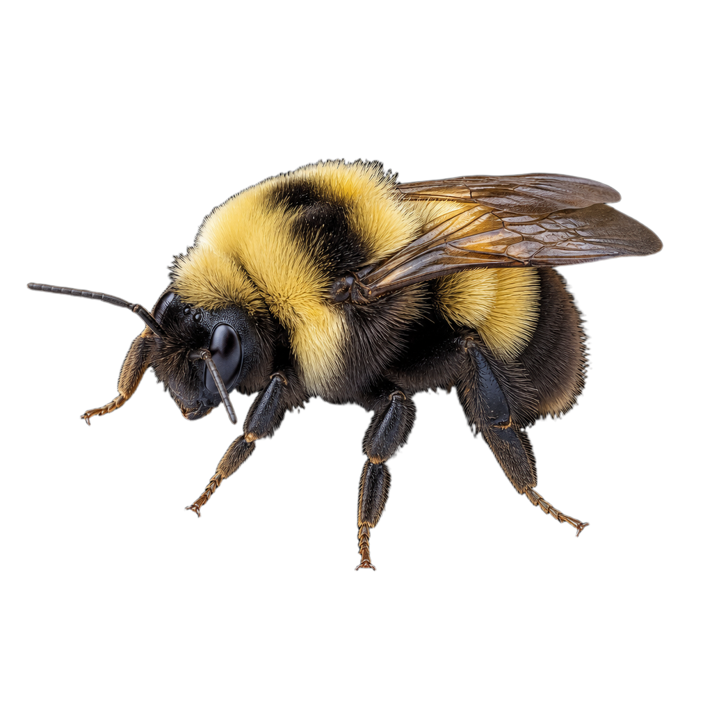 Bourdon ardent (Bombus fervidus) à pilosité jaune dense butinant une fleur en prairie.