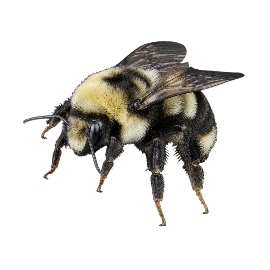 Bourdon Bombus frigidus au corps trapu et à la pilosité dense, butinant une fleur en milieu boréal
