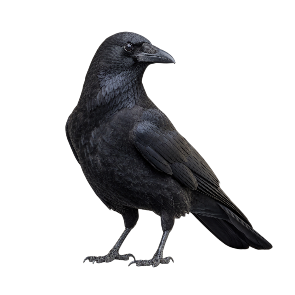 Corneille d'Amérique au plumage entièrement noir, au bec robuste et aux pattes noires.