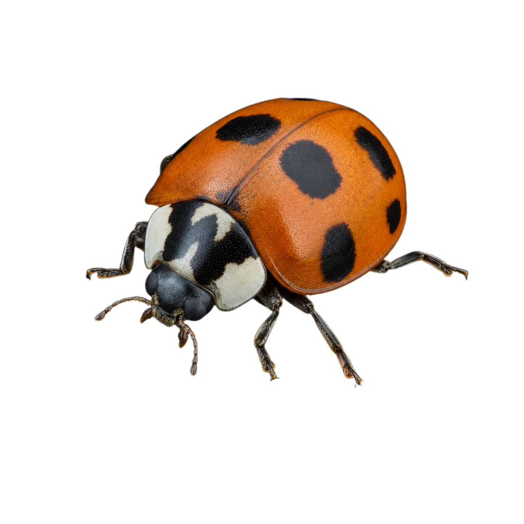 Coccinelle à trois bandes aux élytres rouge orangé traversés de trois bandes noires.