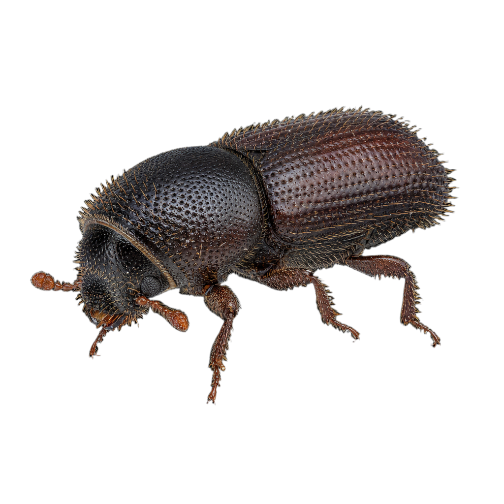 Coléoptère Dendroctonus valens adulte, de forme cylindrique et de couleur brun rougeâtre