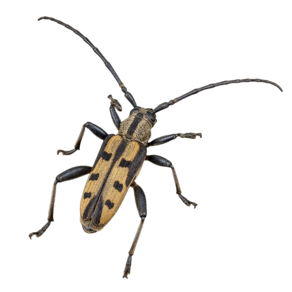Enoclerus nigripes, petit coléoptère allongé de la famille des clairons, aux pattes noires.