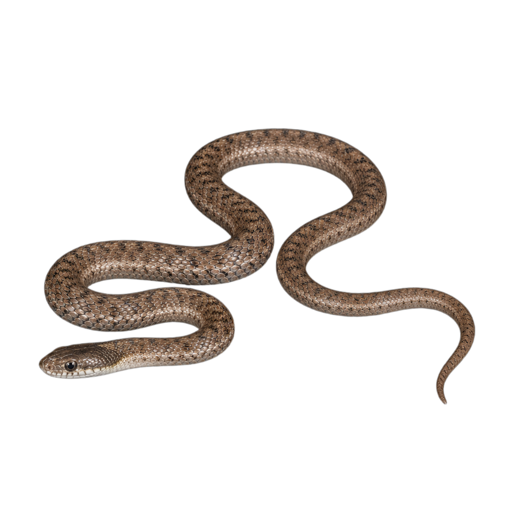 Couleuvre brune, petit serpent brun à bande dorsale pâle bordée de deux rangées de points foncés.