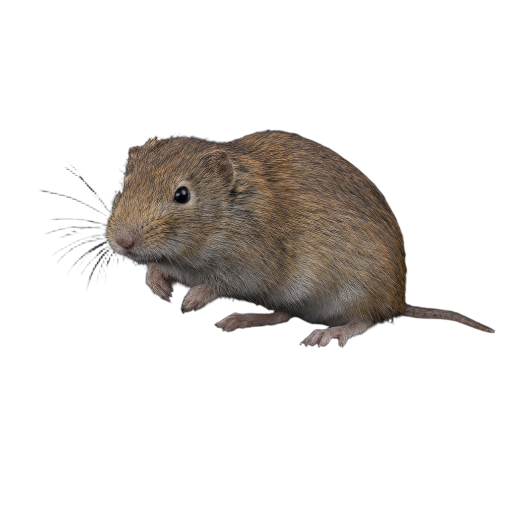 Campagnol-lemming de Cooper au corps trapu et à la queue très courte, au pelage brun, posé sur un tapis de mousse et de sphaigne.