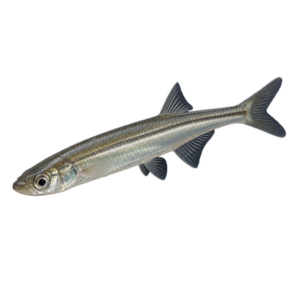 Crayon d'argent, petit poisson translucide au museau en bec et à la bande latérale argentée.