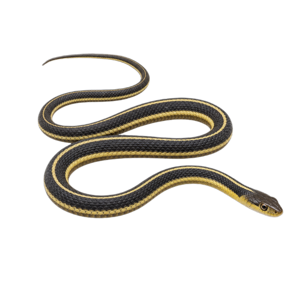 Couleuvre mince du Nord, serpent élancé au dos sombre marqué de trois rayures longitudinales claires.