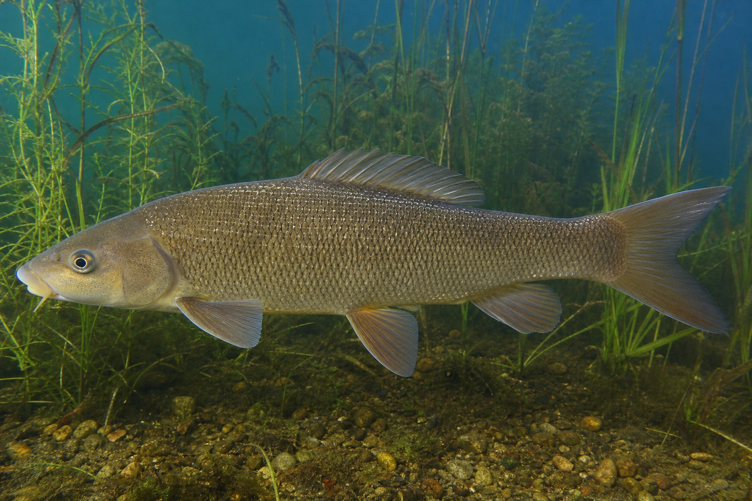 Couette, poisson au corps haut et argenté, aux grandes écailles et à la nageoire dorsale prolongée par un long rayon pointu.