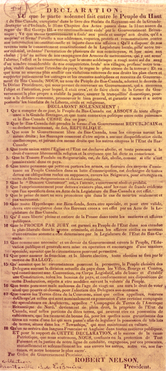 Declaration d independance du Bas-Canada