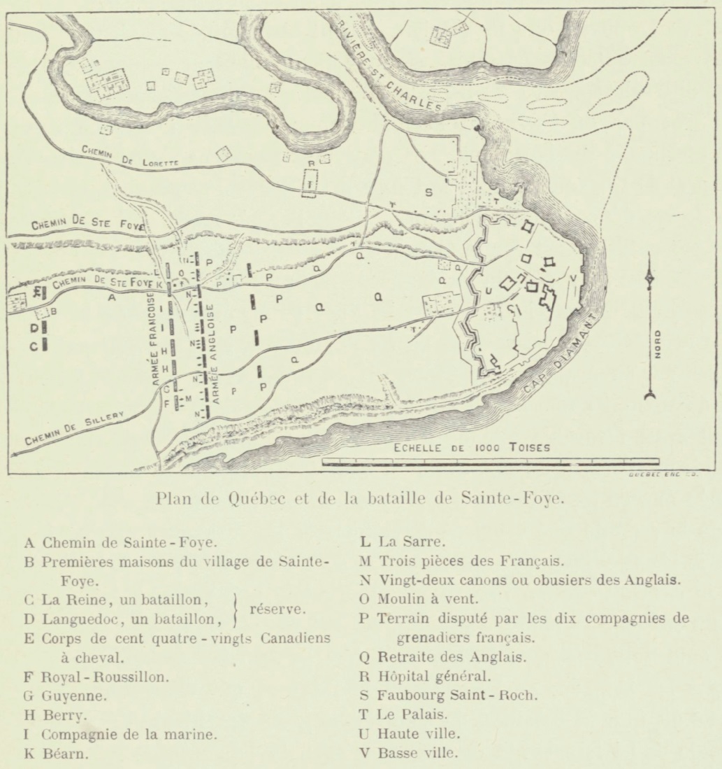 Plan de la bataille de Sainte-Foy et de Québec en 1760