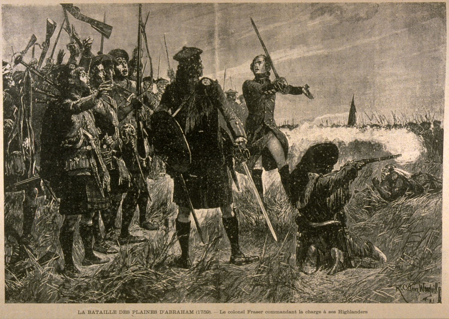 Bataille des plaines d'Abraham - Le colonel Fraser commandant la charge