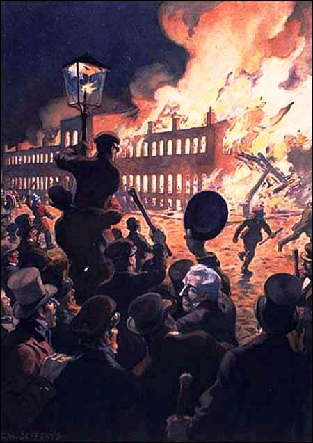 Burning of the Parliament Buildings in Montreal in 1849label QS:Len,"Burning of the Parliament Buildings in Montreal in 1849"label QS:Lfr,"Feu des édifices du Parlement à Montréal...
