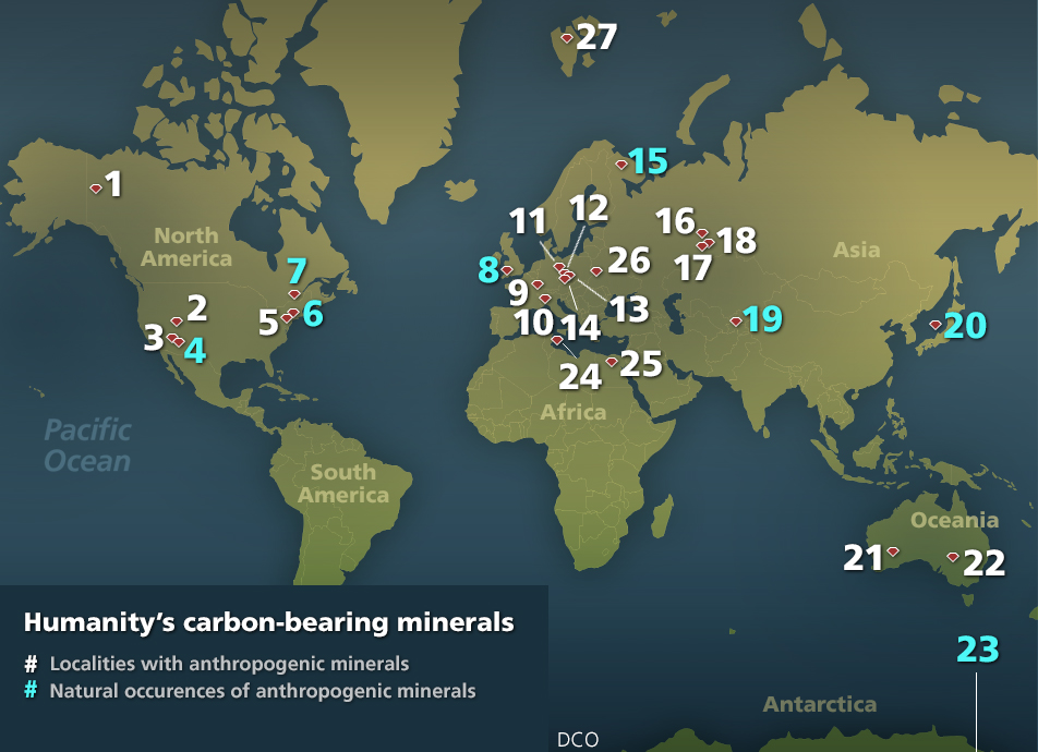 Humanity's carbon-bearing minerals