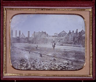 Molson family brewery after the fire of 1858. Brasserie de la famille Molson après l'incendie de 1858. (4274480948)